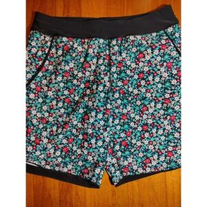 Floral Print Running‎ Shorts Women's Athletic Workout Gym Black Band swim pool